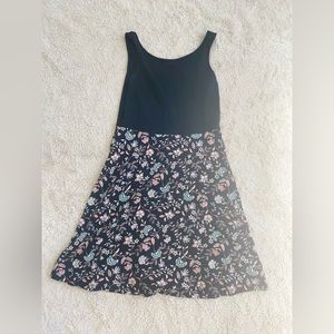 Girls black dress with flower design